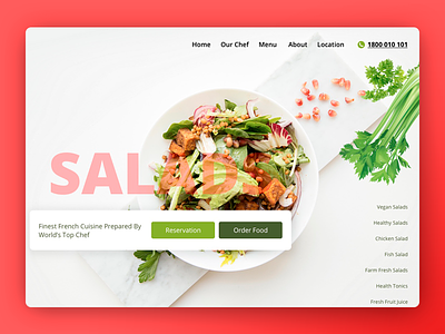 Restaurant serving Fresh & Healthy Meals website concept