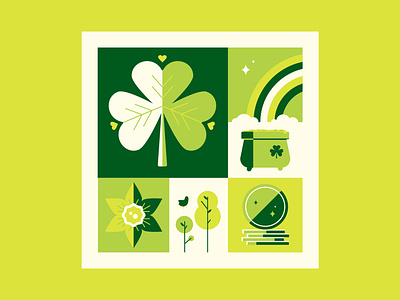 March 2019 clover coin daffodil illustration vector