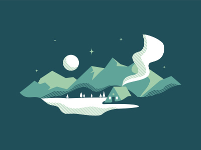 Mountain Scene pt. l cabin design halftone illustration illustrator mountain vector