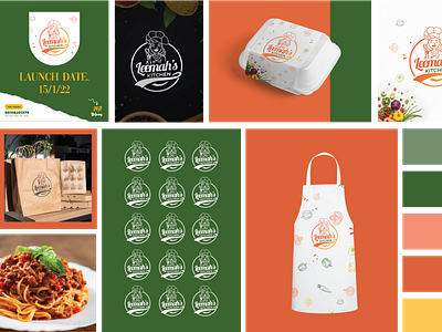 Food Service Branding Delivery apron branding femalebrand foodpackage graphic design logo pack paperbag productdesign