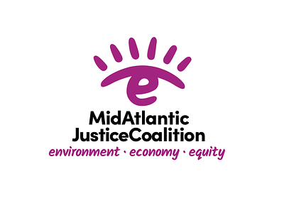 MidAtlantic Justice Coalition environmentalism equality eye justice letter e logo purple