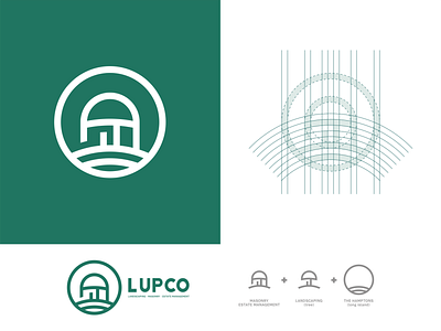 Lupco Logo 2019 branding branding design design gardening green grid house illustrator landscaping logo logo grid tree