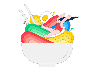 Ramen Slide character chopsticks design egg food illustration japan play rainbow ramen slide tokyo vector