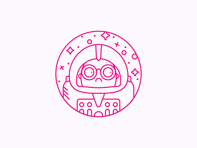 Curious Astronaut astronaut design explore icon illustration line pink space vector