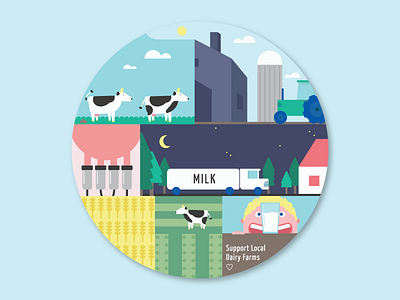 Milk Coaster cheers coaster coaster design dairy design farm flat illustration milk shapes stickermule vector