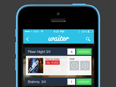 Product Screen app ios waiter