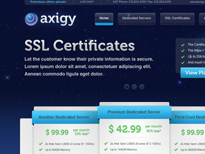 Axigy Website blue space website