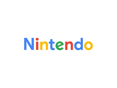 Nintendo 64 Googleified brand identity design flat design google logo mashup ninetendo 64 nintendo logo primary colors sans serif