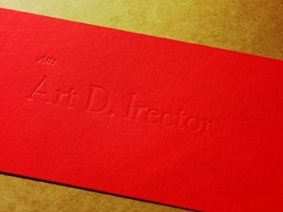 Blind Stamped Sleeve letterpress red self promotion sleeve