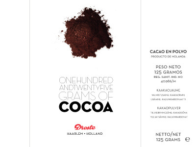 Droste Cocoa Powder Redesign cocoa packaging photography red white