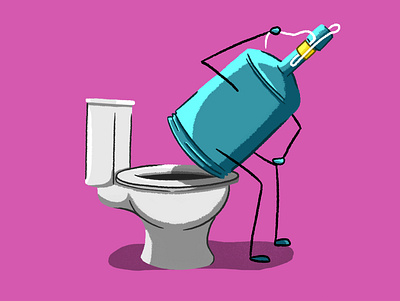 Party Pooper cartoon design digital illustration draw fun funny humour illustration party pink toilet witty