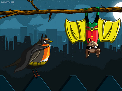 Robin & Batman batman cartoon cartoon character cosplay design digital illustration funny humour illustration illustrator robin superhero witty
