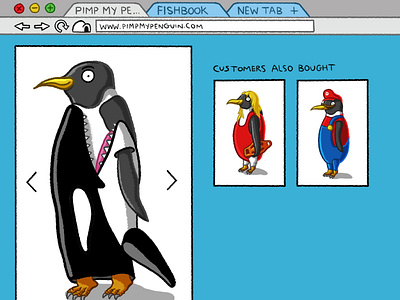 Pimp My Penguin baywatch cartoon cartoon character cosplay costume design digital illustration funny humour illustration illustrator mario orca whale witty