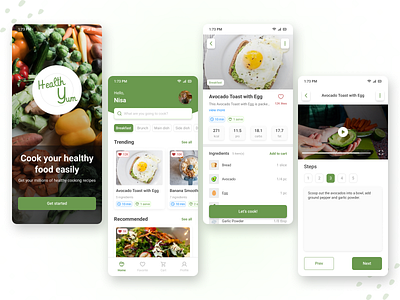 HealthYum - Recipe App🍽️ app ui ui design uiux ux