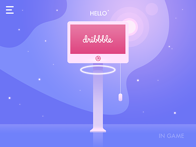 Hello Dribbble art dribbble dribbble night first post flat goal hello dribbble illustration in game pink ps shot welcome