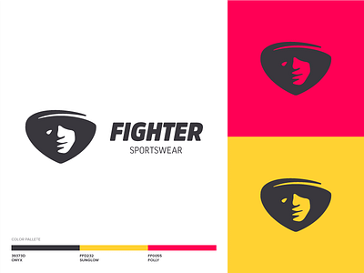 Fighter Sportswear black branding color fighter idenity logo logo design yellow