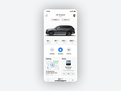 Volkswagen App app car concept connect dashboard figma ui volkswagen