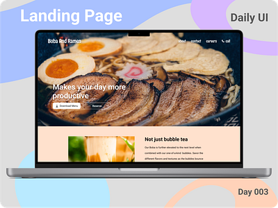 Day 003. Daily UI boba daily ui 003 dailyui landingpage ramen