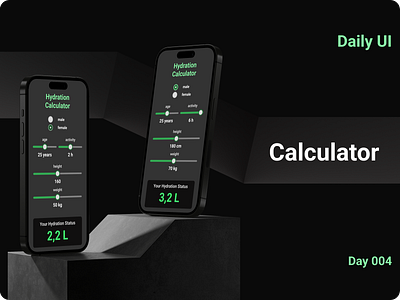 Hydration Calculator. Day 004. Daily UI calculator dailyui dailyui004