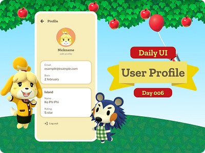 User Profile for App Nook's Bank. DailyUI Day 006 animalcrossing dailyui dailyui006 mobileapp nooksbank userprofel