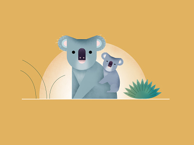 Mother and baby animal animal art design flat illustration koala minimal photoshop play texture