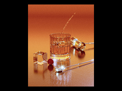 Old Fashioned Cocktail 3d alcohol bar bartender booze bourbon c4d cinema4d cocktail drink fashioned illustration liquor maxon old render retro spirits whiskey