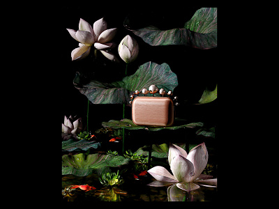 Jimmy Choo Cloud Final 3d c4d cinema4d dark fashion flower goldfish handbag illustration lake lotus maxon pond purse render storybook water