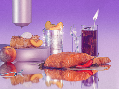 Bon Appétit: Future of Food - 2042 3d c4d cinema4d coffee editorial food illustration magazine maxon peach salmon