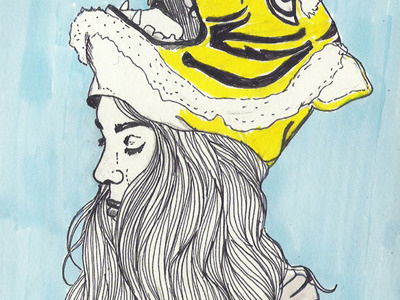 mask girl drawing illustration