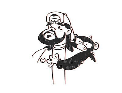 Silent Bob character illustration line monkey procreate sketch