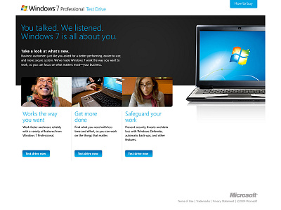 Windows 7 Walk-through Entrance Page graphic design ux web design windows 7