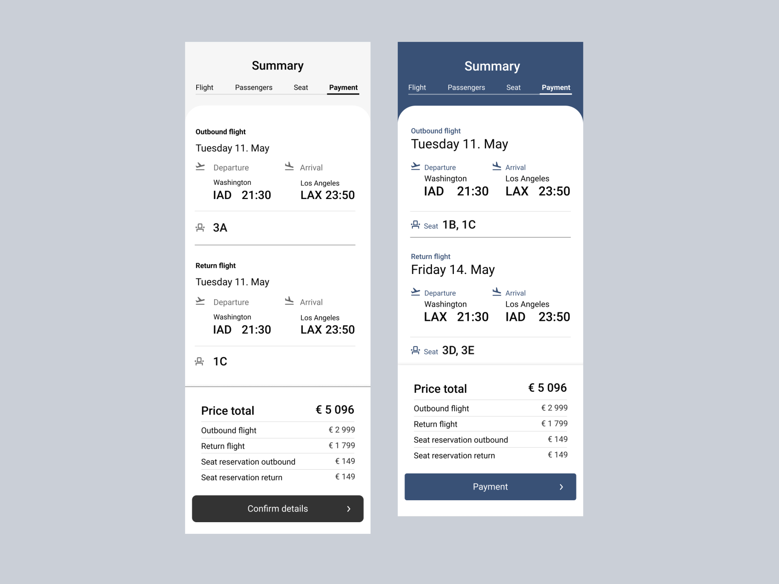 Flight booking Summary by Erik A.O. on Dribbble
