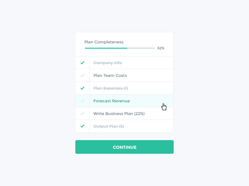 Getting Started Tasks tasks progress setup registration start account ui interface application app
