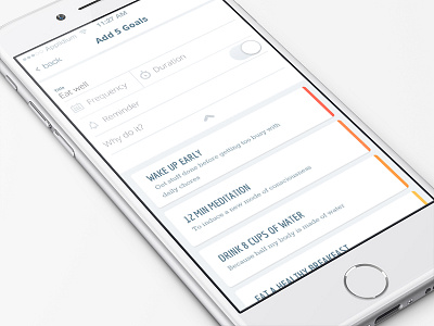 Self Development App app goals interface ios iphone progress reminder schedule status tasks ui