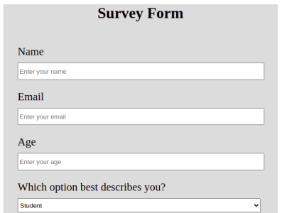 Survey Form in HTML