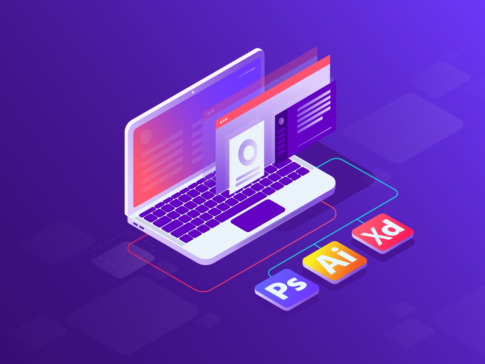 Isometric Illustration icon illustraion isometric laptop software ui design