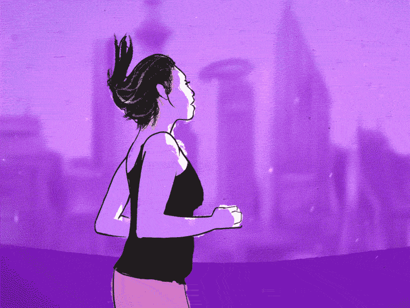 Cel Runner adobe cel animation city explainer running sport video vintage violet wip