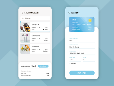 002_Credit Card Checkout app design flat ui ux vector