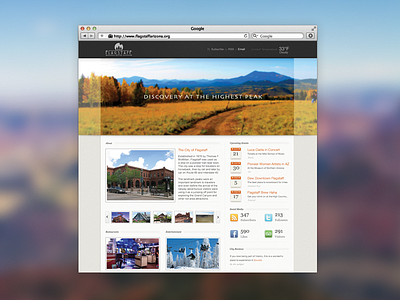 Flagstaff Website arizona branding city discovery flagstaff liz logo logotype mcguirl moon outdoors peak rit rochester scenery stars state travel trees ui website