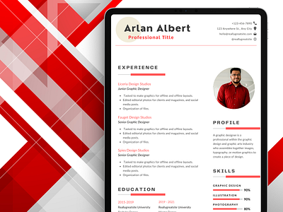 Arlan Albert Resume Template branding curriculum vitae design graphic design resume resume profile template work