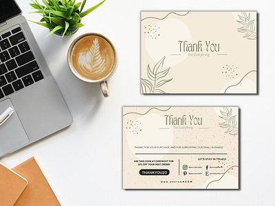 Natural Coffee Thank You Card Template branding card curriculum vitae design graphic design illustration profile resume store template thank you thanks thankyou work