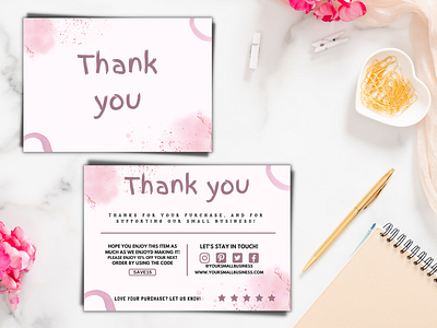Natural Pink Thank You Card Template branding business card curriculum vitae design graphic design illustration profile resume store template thank thank you thanks thankyou work