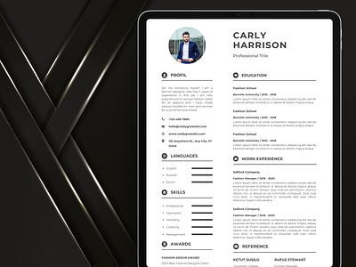 Carly Harrison Resume Template branding curriculum vitae design graphic design illustration logo resume ui vector work