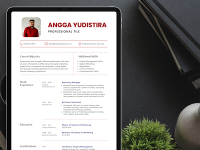 Angga Yudistira Resume Template branding curriculum vitae design graphic design illustration logo resume ui vector work