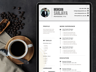 Morgan Sanjaya Resume Template branding curriculum vitae design graphic design illustration logo resume ui vector work