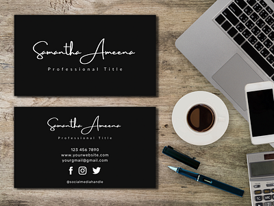 Samantha Ameena Business Card Template branding business card card curriculum vitae design graphic design id card illustration logo resume ui vector work