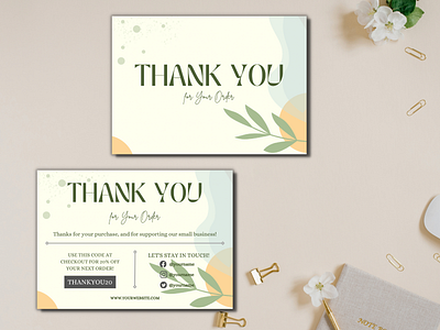 Natural Flower Thank You Card Template