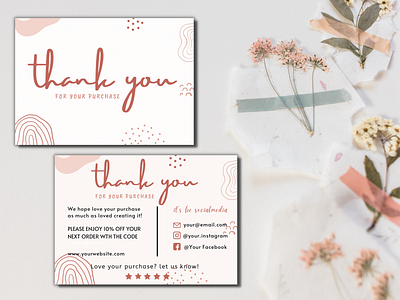 Natural Pink Thank You Card Template