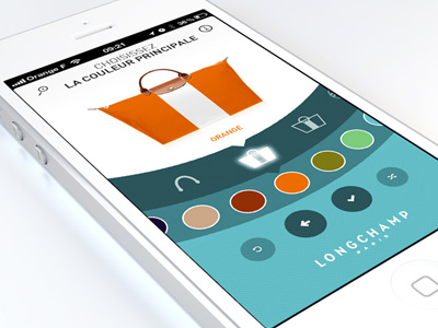 Longchamp // Choix couleur app interface ios iphone menu mobile ui ux