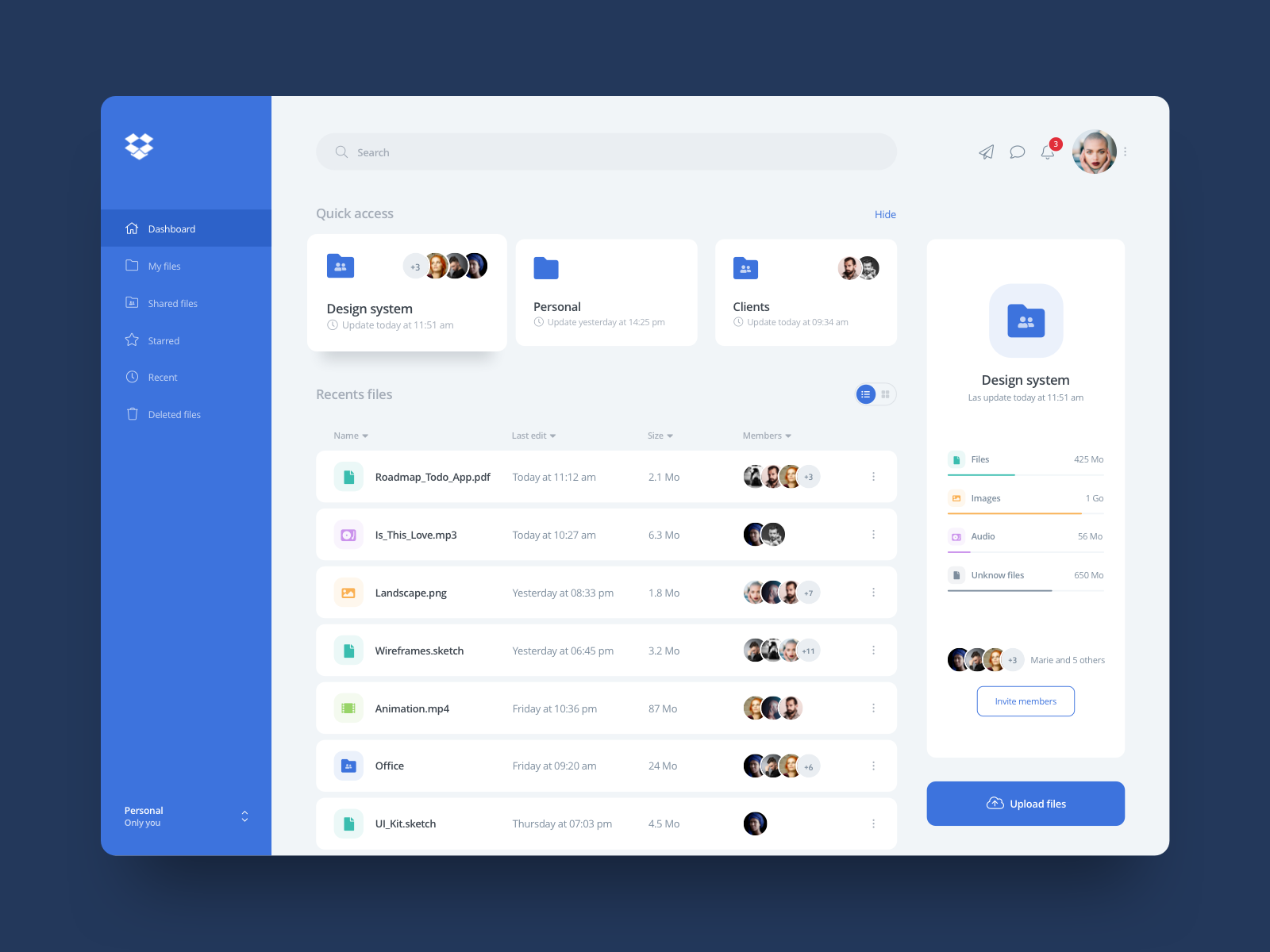 Dropbox redesign by Olivier Pineda on Dribbble